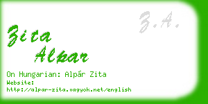zita alpar business card